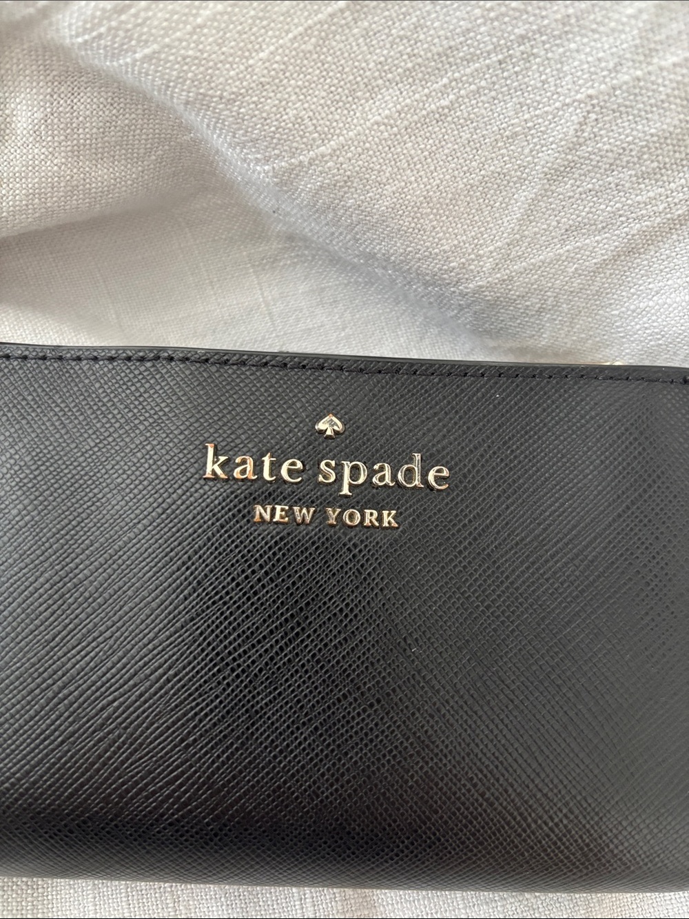 Kate Spade Black Staci Medium Compact Bifold Wallet Saffiano - Picture 7 of 8